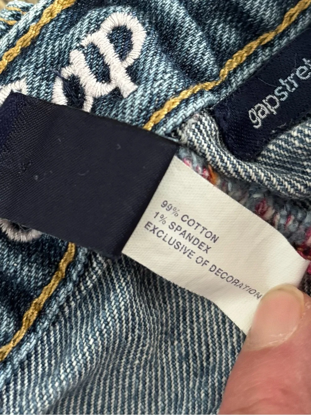 Y2K Baby Gap Denim Stretch Jeans 3T Blue Pink Stitch “Gap 1969” Embroidered ‘06